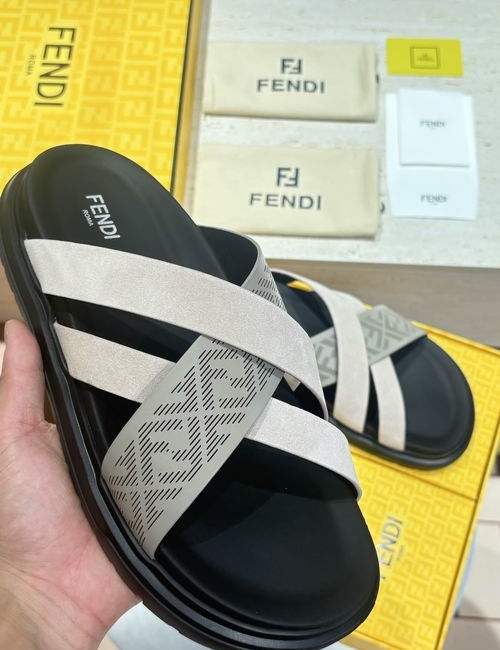 Fendi Beach Sandals With Laser-Cut FF Pattern