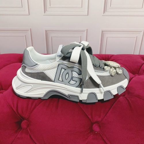 Dolce & Gabbana DG Silk Cowhide Suede Sneakers Logo Accent