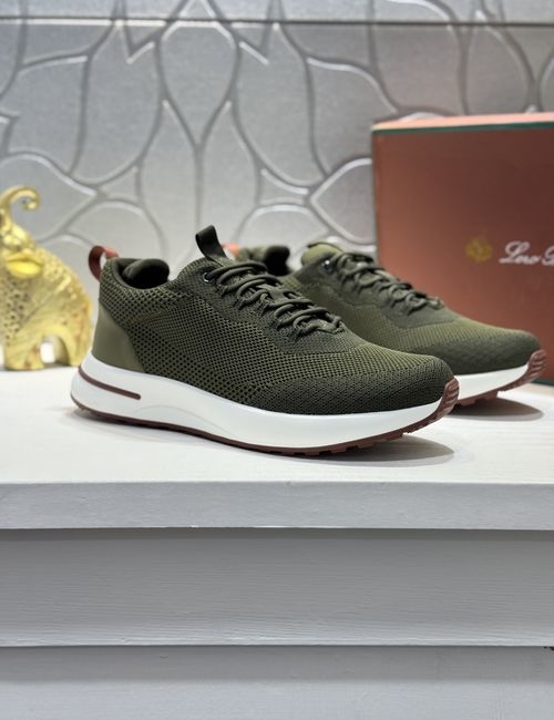 Loro Piana LP Lace-up Flyknit Leather Casual Shoes