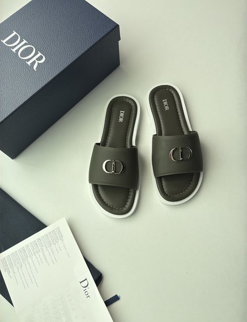Christian Dior CD CD Logo Slides Wide Strap Minimalist Footwear