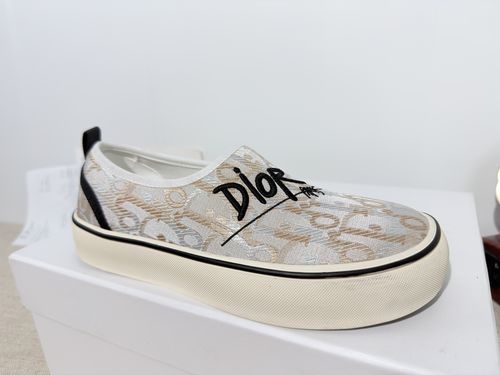 Christian Dior CD Slip-on Sneakers Embroidered Craft Classic Design