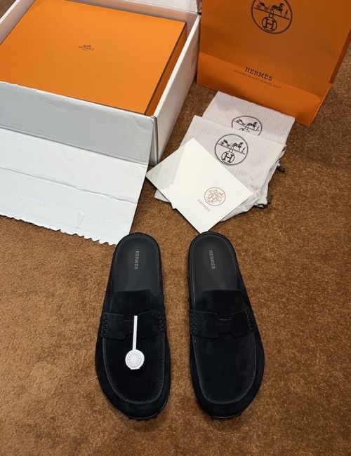 Hermes Freesstyle Half Slippers Cowhide Shoes