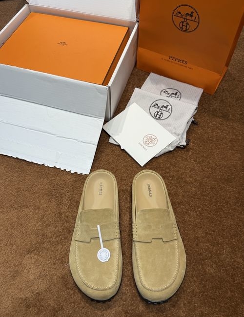 Hermes Freesstyle Half Slippers Cowhide Shoes