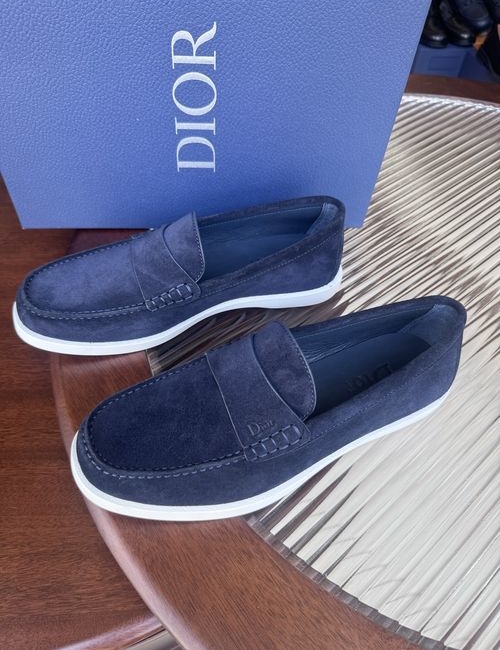 Christian Dior CD Casual Leather Shoes Stitched Detail Rubber Outsole Cowhide Lining