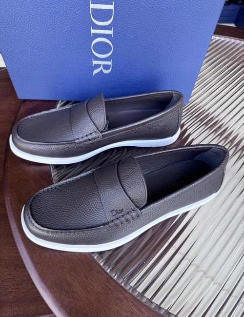 Christian Dior CD Casual Leather Shoes Stitched Detail Rubber Outsole Cowhide Lining