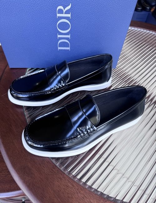 Christian Dior CD Casual Leather Shoes Stitched Detail Rubber Outsole Cowhide Lining