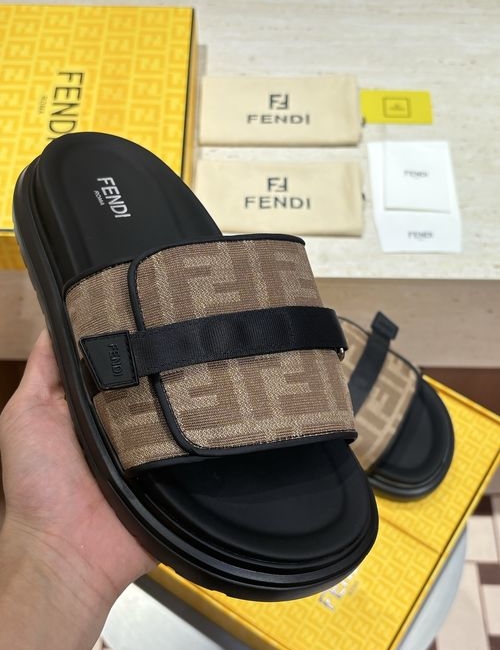 Fendi FF Jacquard Fabric Hook-loop Upper Shoes