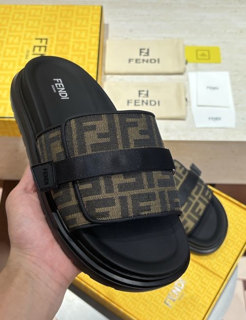 Fendi FF Jacquard Fabric Hook-loop Upper Shoes