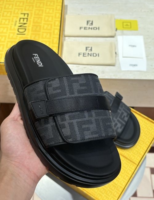 Fendi FF Jacquard Fabric Hook-loop Upper Shoes