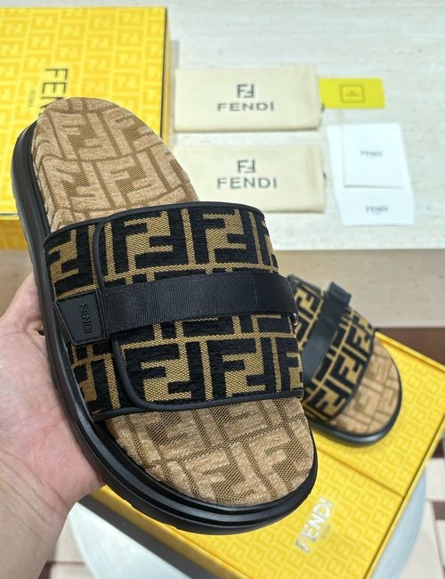 Fendi FF Jacquard Fabric Hook-loop Upper Shoes