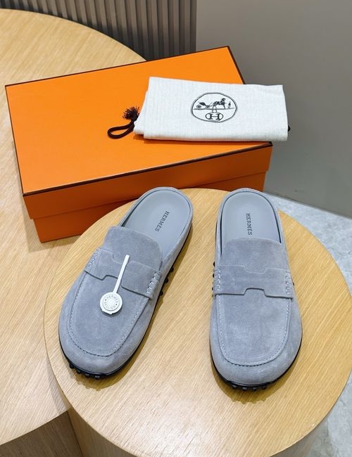 Hermes Go Mules Suede Cowhide Shoes