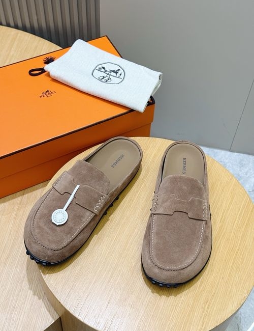 Hermes Go Mules Suede Cowhide Shoes