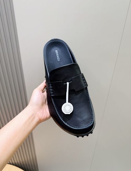Hermes Go Mules Suede Cowhide Shoes