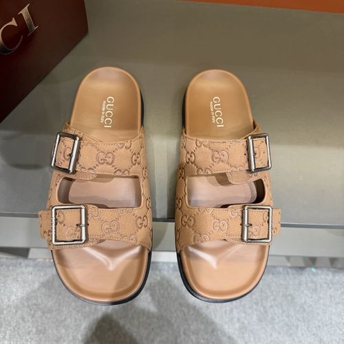 Gucci Monogram Pattern Slide Sandals With Lightweight Sole