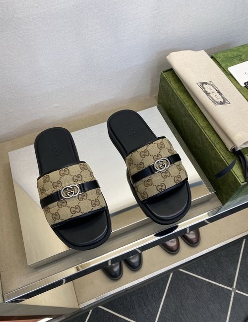 Gucci GG Embroidered Canvas Casual Slides