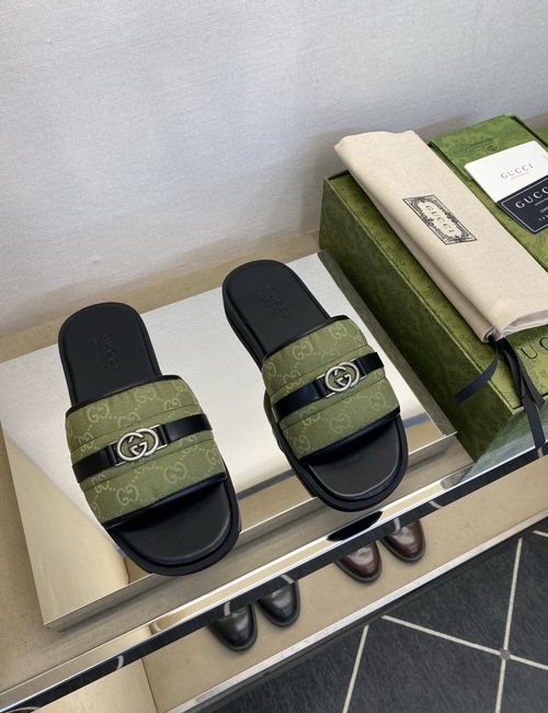 Gucci GG Embroidered Canvas Casual Slides