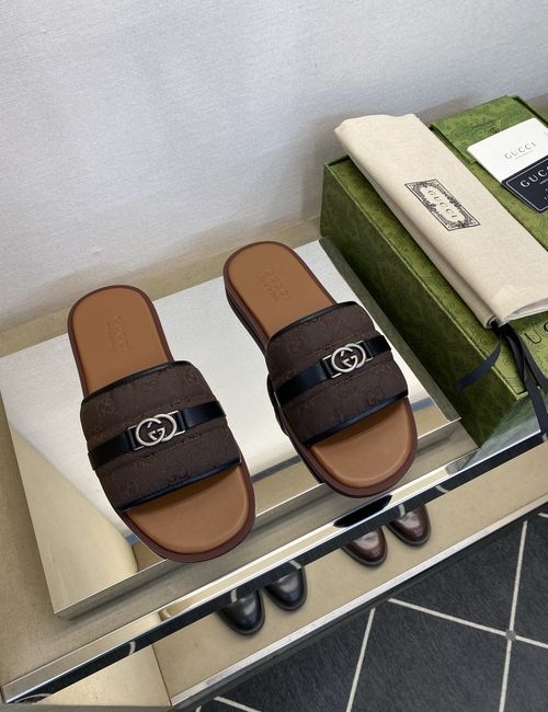 Gucci GG Embroidered Canvas Casual Slides