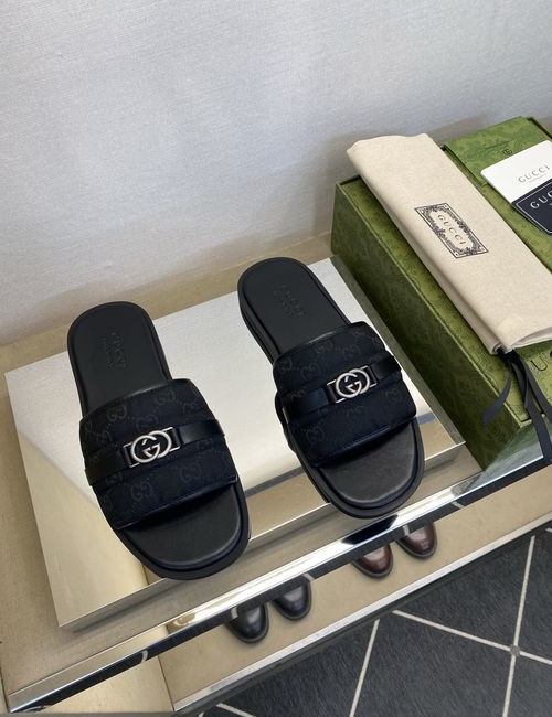 Gucci GG Embroidered Canvas Casual Slides