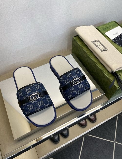 Gucci GG Embroidered Canvas Casual Slides