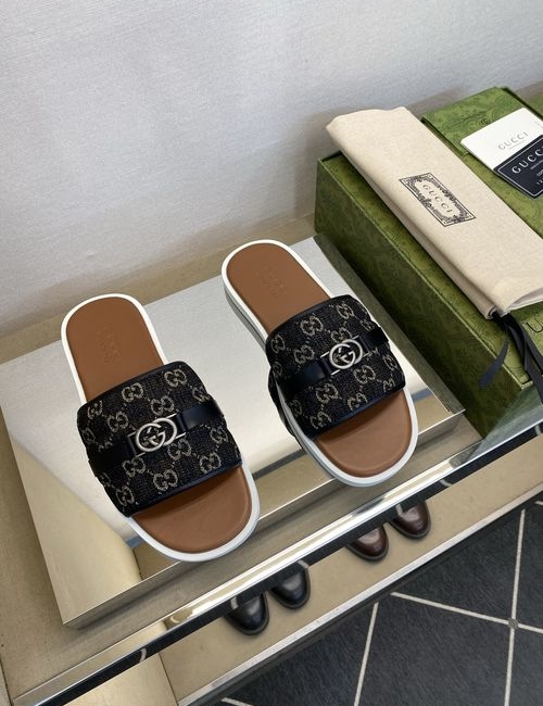 Gucci GG Embroidered Canvas Casual Slides