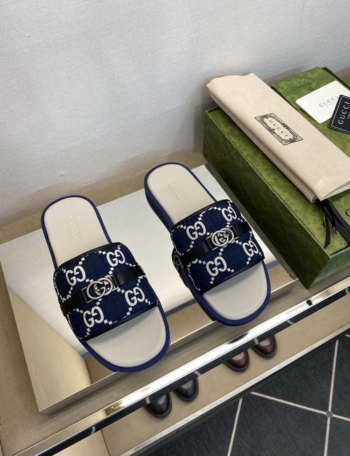 Gucci GG Embroidered Canvas Casual Slides