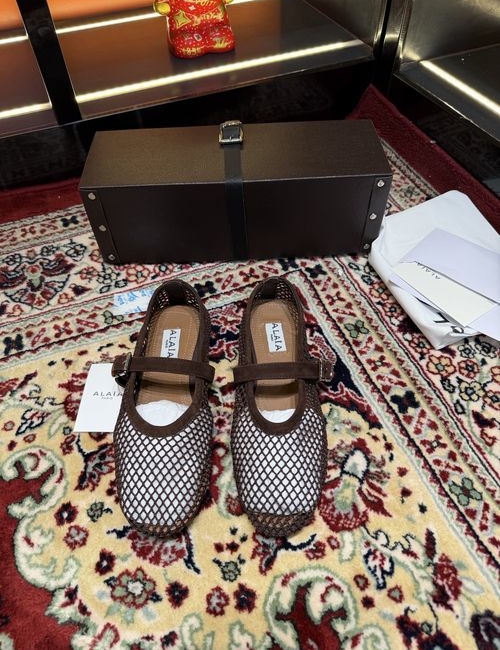 Alaia Mesh Upper Ballet Flat Shoes