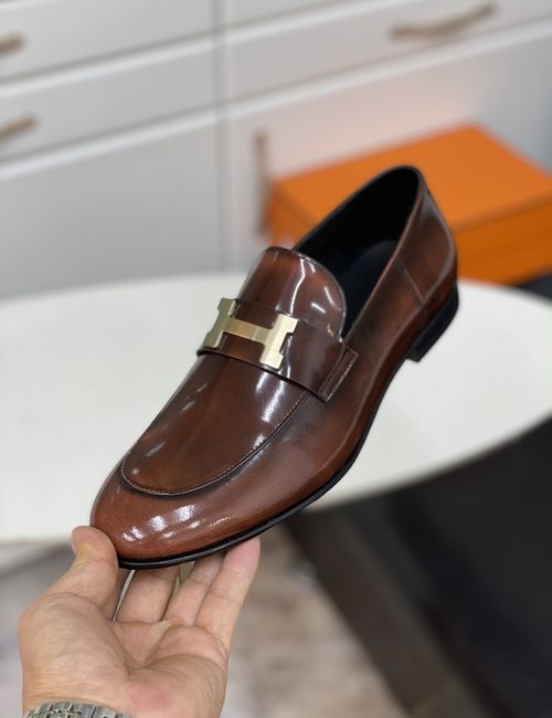 Hermes Calfskin Leather Slip-on Loafers