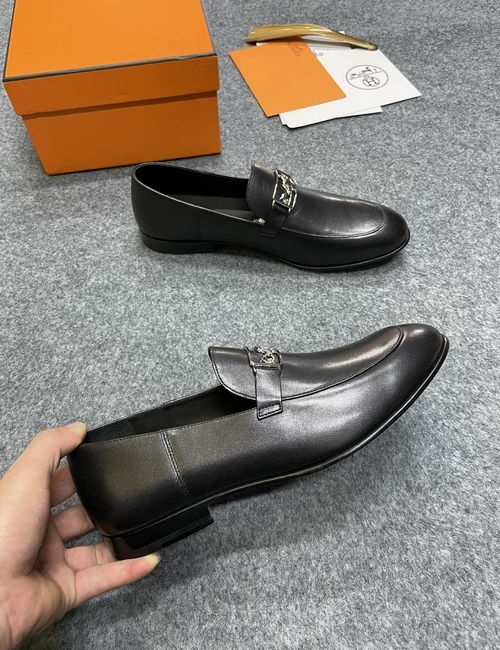 Hermes Calfskin Leather Slip-on Loafers