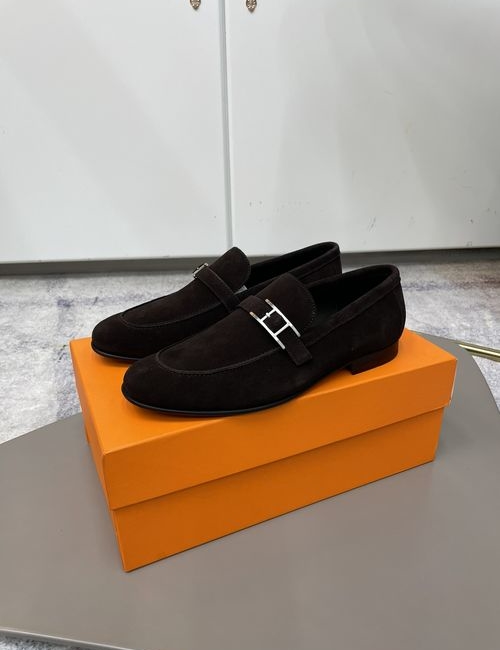 Hermes Calfskin Leather Slip-on Loafers