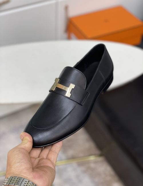 Hermes Calfskin Leather Slip-on Loafers