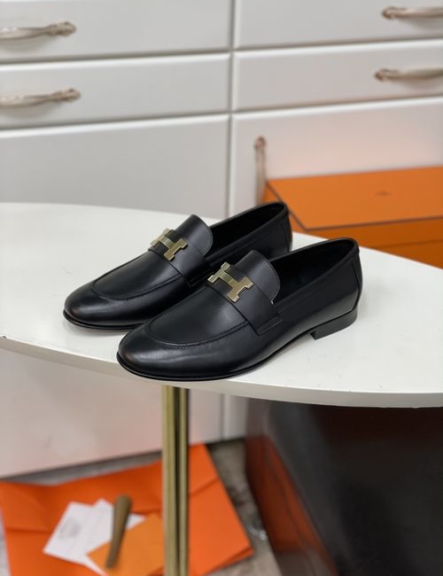 Hermes Calfskin Leather Slip-on Loafers