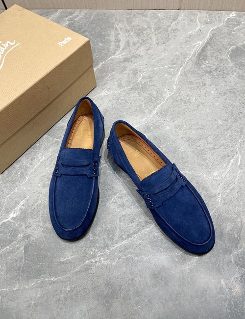 Christian Louboutin Red Sole Suede Leather Loafers