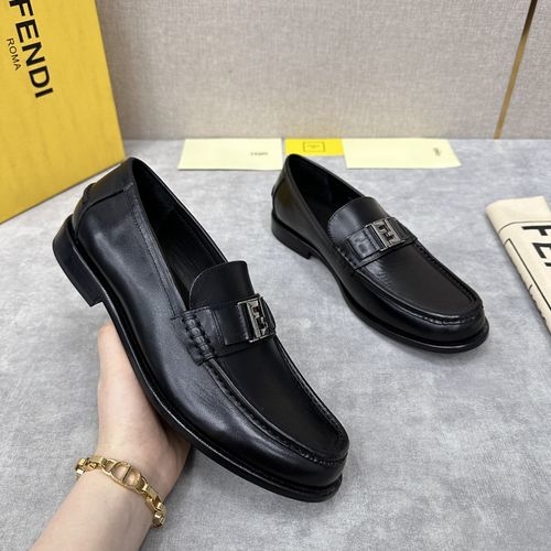 Fendi Square-Toe Loafers With Metallic Logo Accents