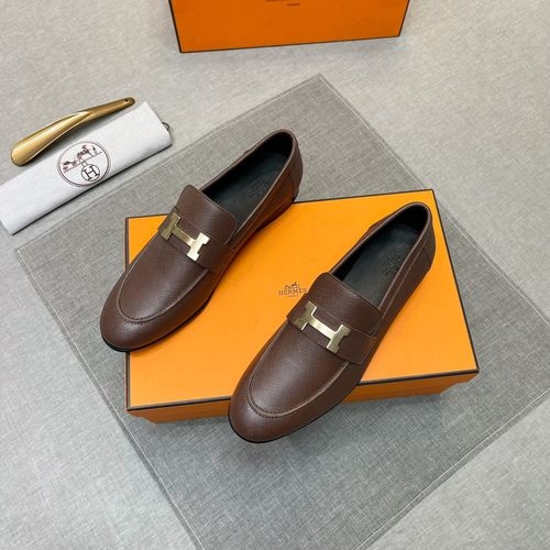 Hermes Leather Loafers With Double H Buckle