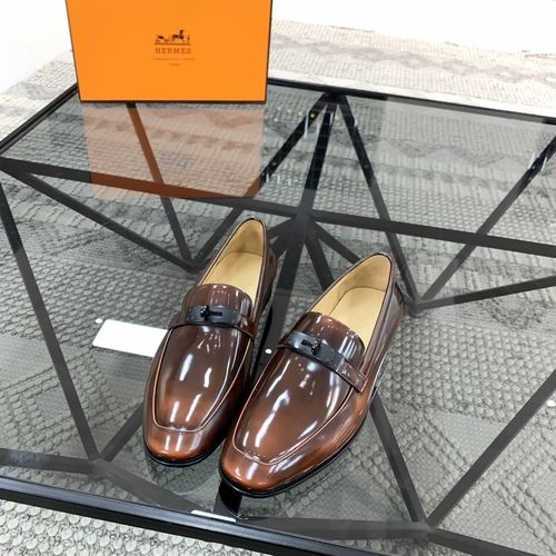 Hermes Leather Loafers With Double H Buckle