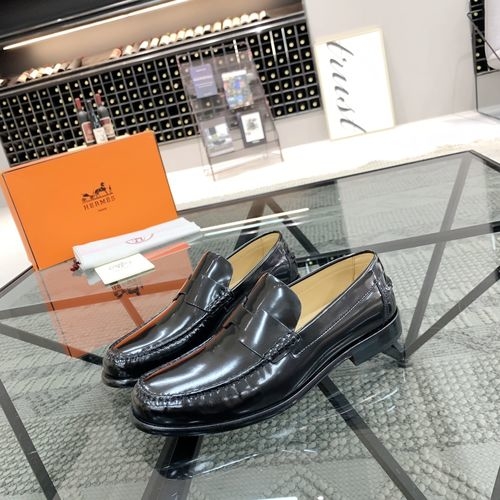 Hermes Leather Loafers With Double H Buckle