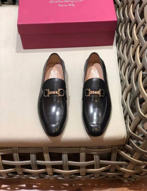 Ferragamo Leather Sole Business Casual Shoes Cowhide Lining
