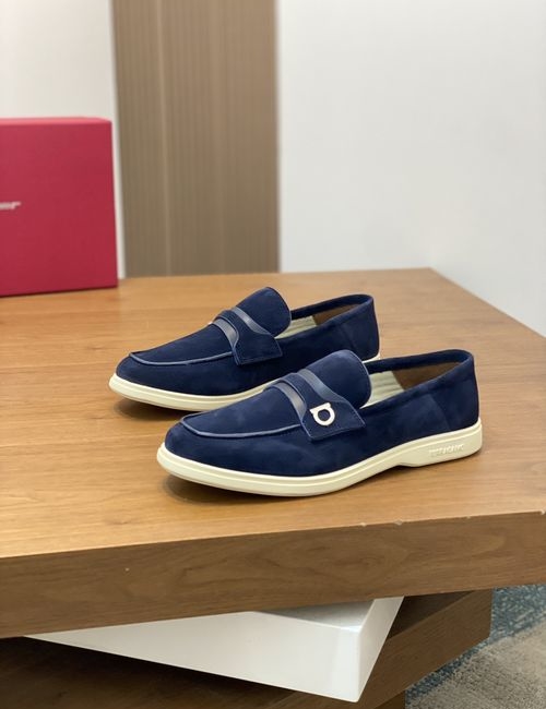 Ferragamo Suede Casual Loafers Leather Lining TPU Sole