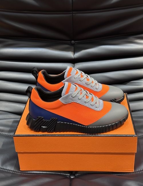 Hermes Bouncing Sneakers Leather Mesh Sole Casual Shoes