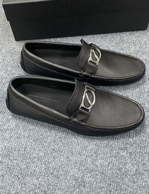 Zegna Litchi Grain Leather Slip-on Loafers