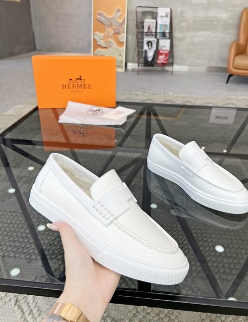 Hermes Wool Lining Leather Casual Shoes