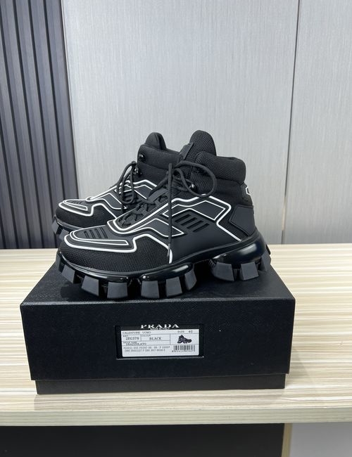 Prada Knit Fabric Leather Lining Casual Shoes