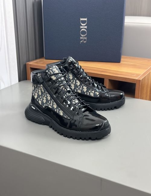 Christian Dior CD High-top Cowhide Printed Upper Shoes