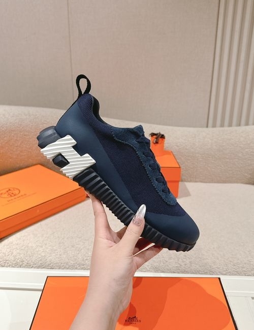Hermes Casual Chunky Sneakers Canvas Suede Upper