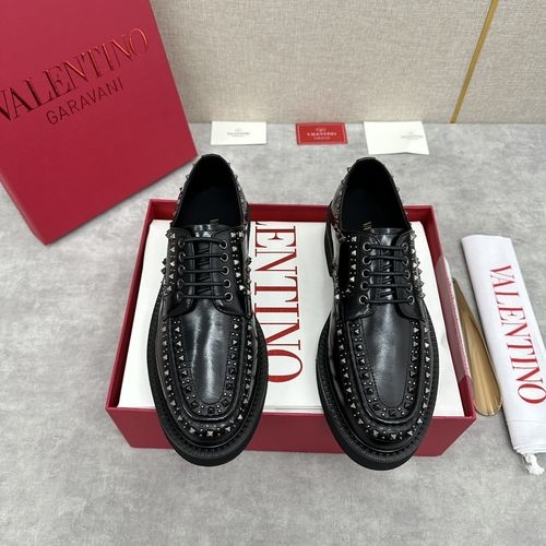 Valentino Vlogo Buckle Leather Monk Shoes