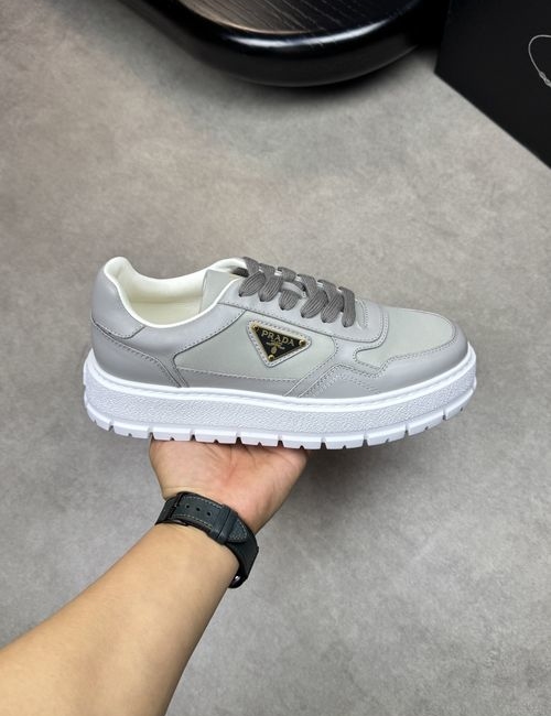 Prada Elegant Leather And Canvas Casual Sneakers