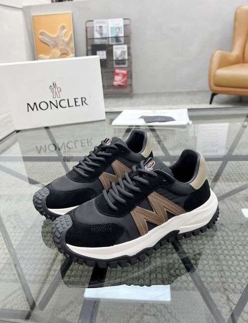 Moncler Premium Leather Canvas Casual Sneakers