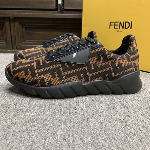 Fendi Cow Leather Flyknit Sneakers With TPU Sole
