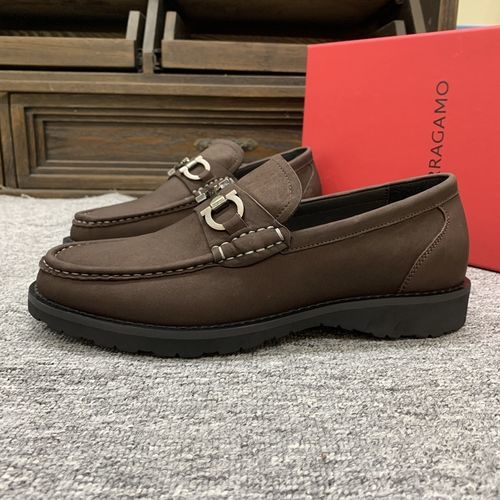 Ferragamo Suede Cowhide Dress Shoes Original Hardware Sole