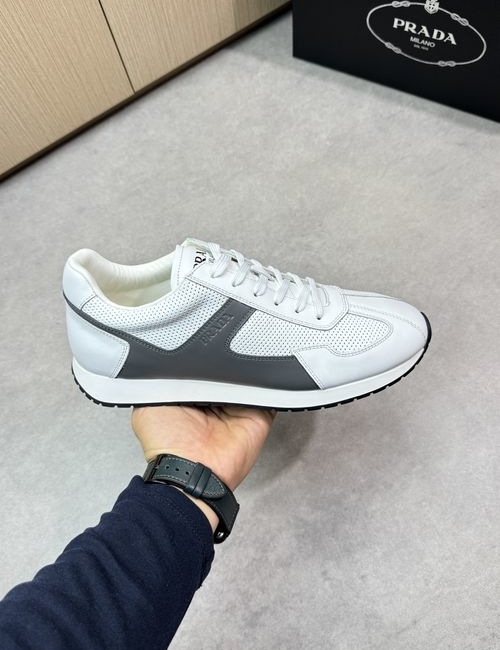 Prada Premium Perforated Leather Casual Sneakers